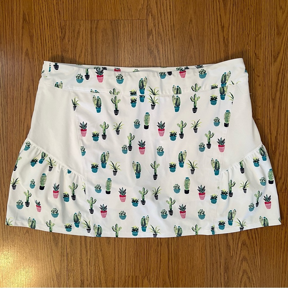 Lillie Green Women’s Cactus Print White Golf Skirt Size Large